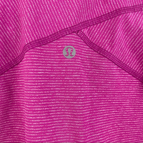 LULULEMON Tonka Stripe Heathered Raspberry Pink Kriss Cross 1/2 Zip Jacket - Picture 12 of 13